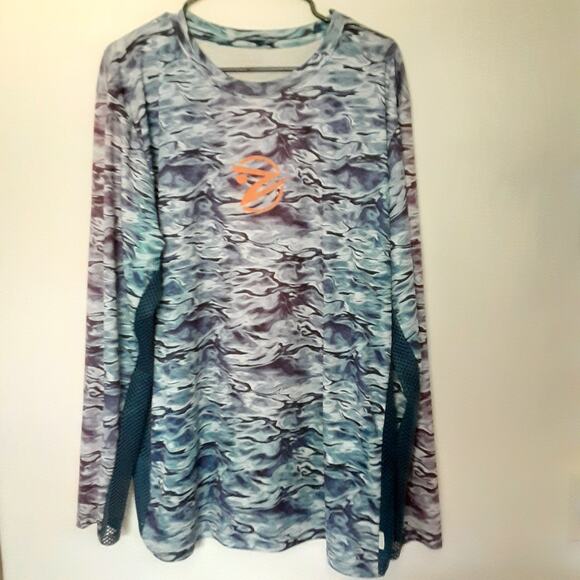 Gillz Fishing Shirt Mens 2XL XXL Blue Purple Graphic Performance Long Sleeve - Picture 1 of 10
